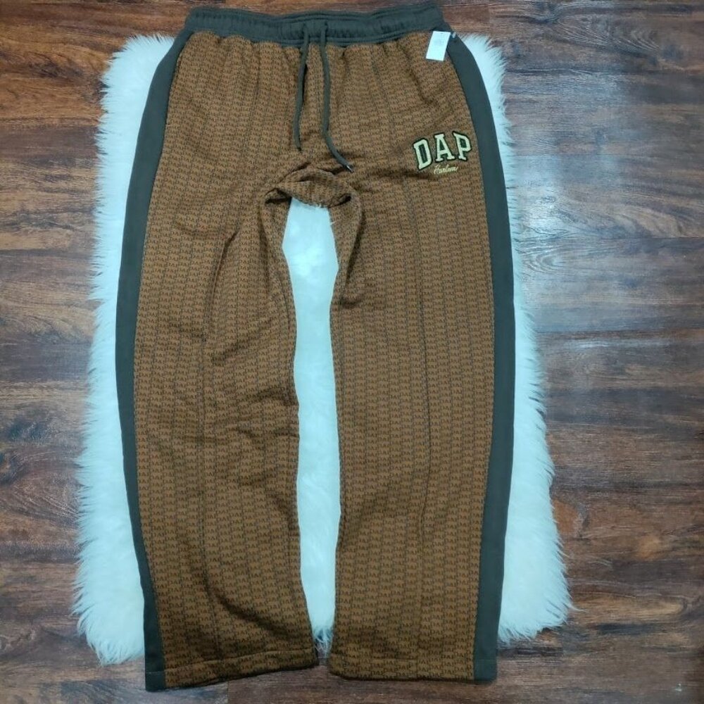 NWT Gap x Dapper Dan DAP GAP Unisex M/L Houndstooth Hoodie & Pant Set Brown/Gold - Picture 6 of 16